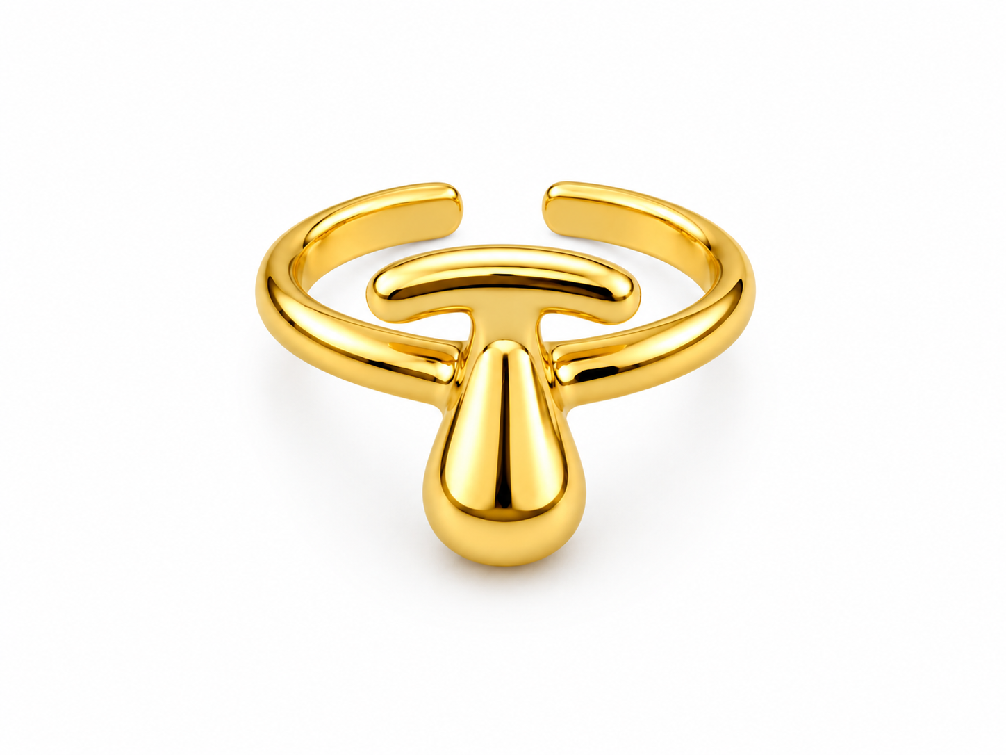 Gold Teardrop T-Bar Ring